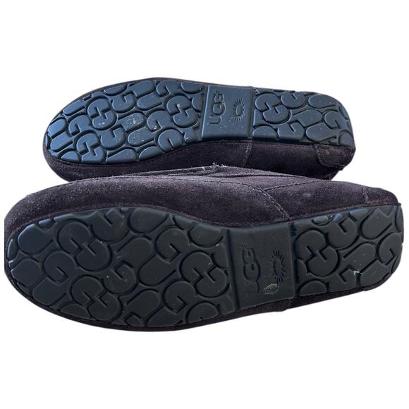 Worn Once UGG Slippers Ascot Brown Suede Shearling Moccasin Slip On Mens Size 9 - Picture 2 of 9